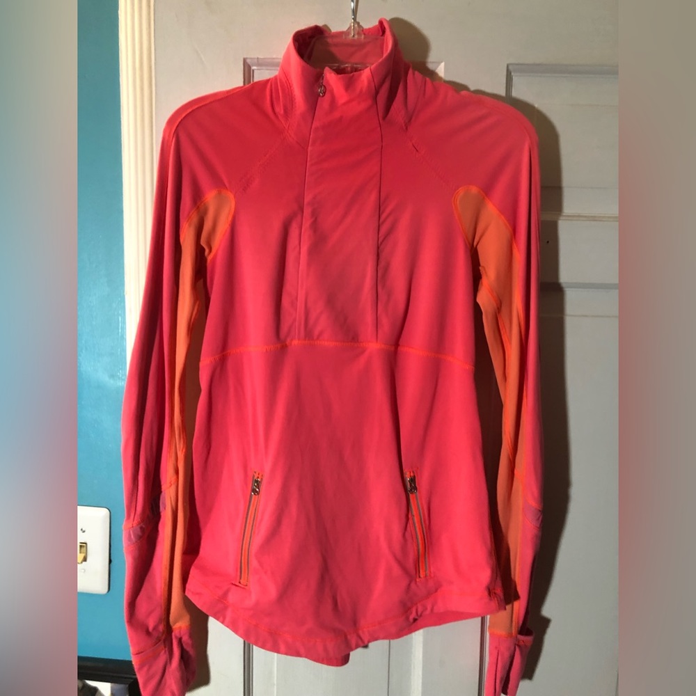 Lululemon Athletica Lululemon Run Reflect Pullover Pink/Orange Half Zip Small